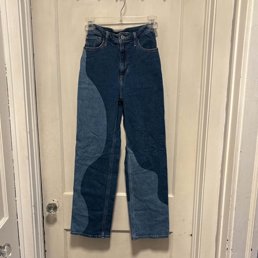Hollister Y2K Vibe Ultra High-Rise Dad Rise Two-Tone Blue Jeans 00S 23x29